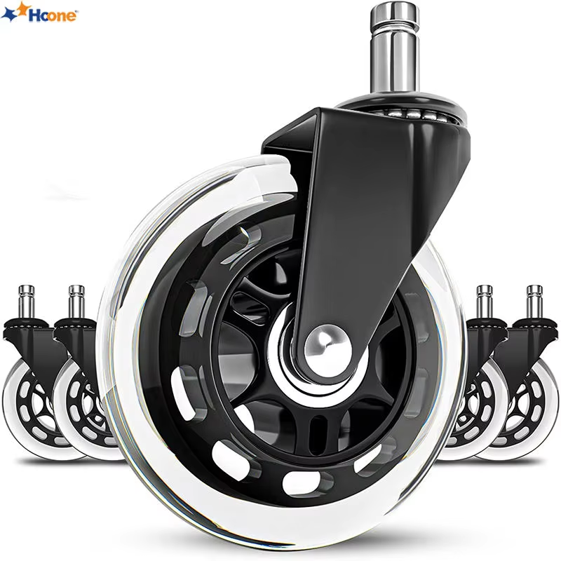 Hoone Transparent Rubber Office Chair Caster Swivel Furniture Caster Wheel HK0007