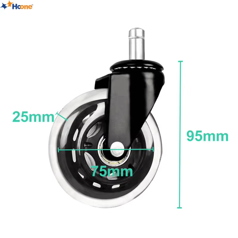Hoone Transparent Rubber Office Chair Caster Swivel Furniture Caster Wheel HK0007