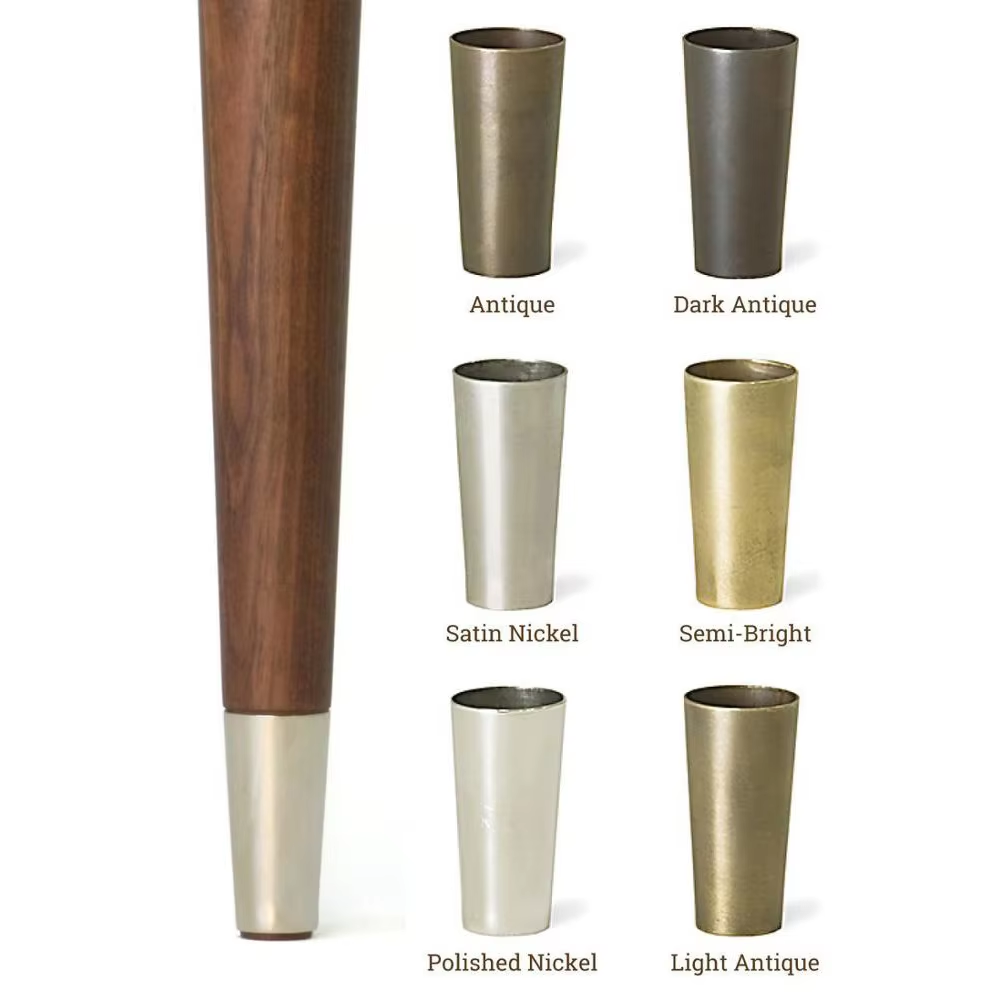 Mid Century Brass Caps For Table Legs, Brass Tapered Ferrules, furniture leg ferrules